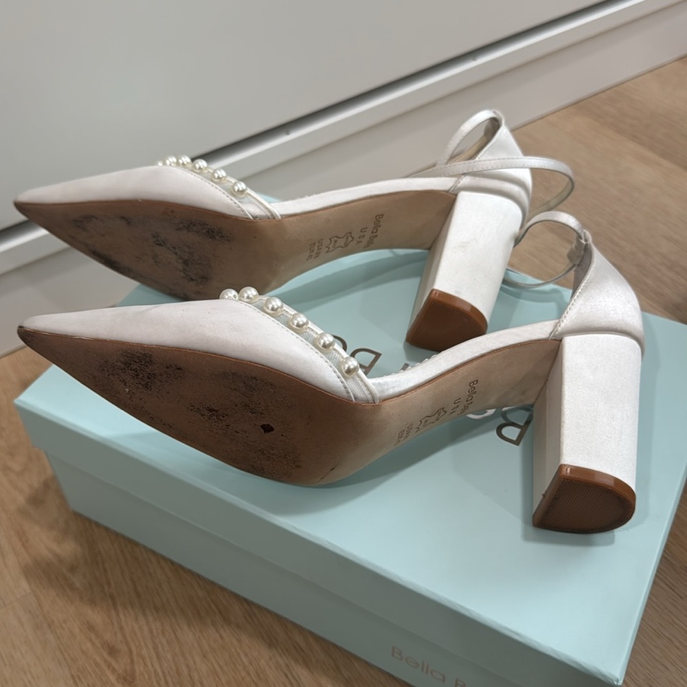 Bella belle EMERY double strap silk pearl block heel wedding shoe - Picture 8 of 11